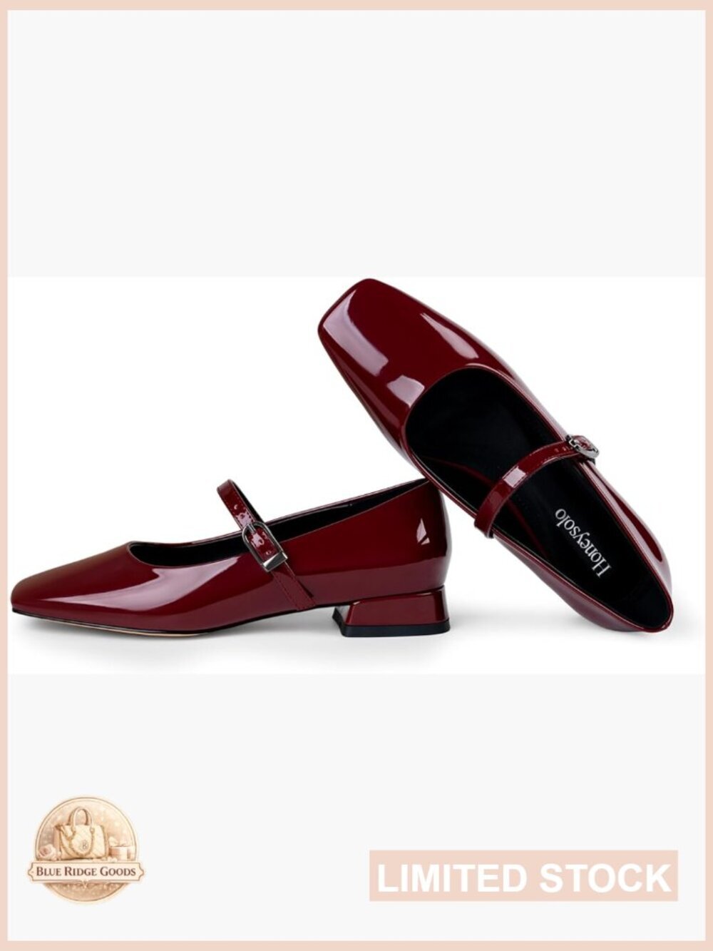 Women's Slip On Mary Jane Flats Low Heel Square Toe Ballet Dressy Work Pumps